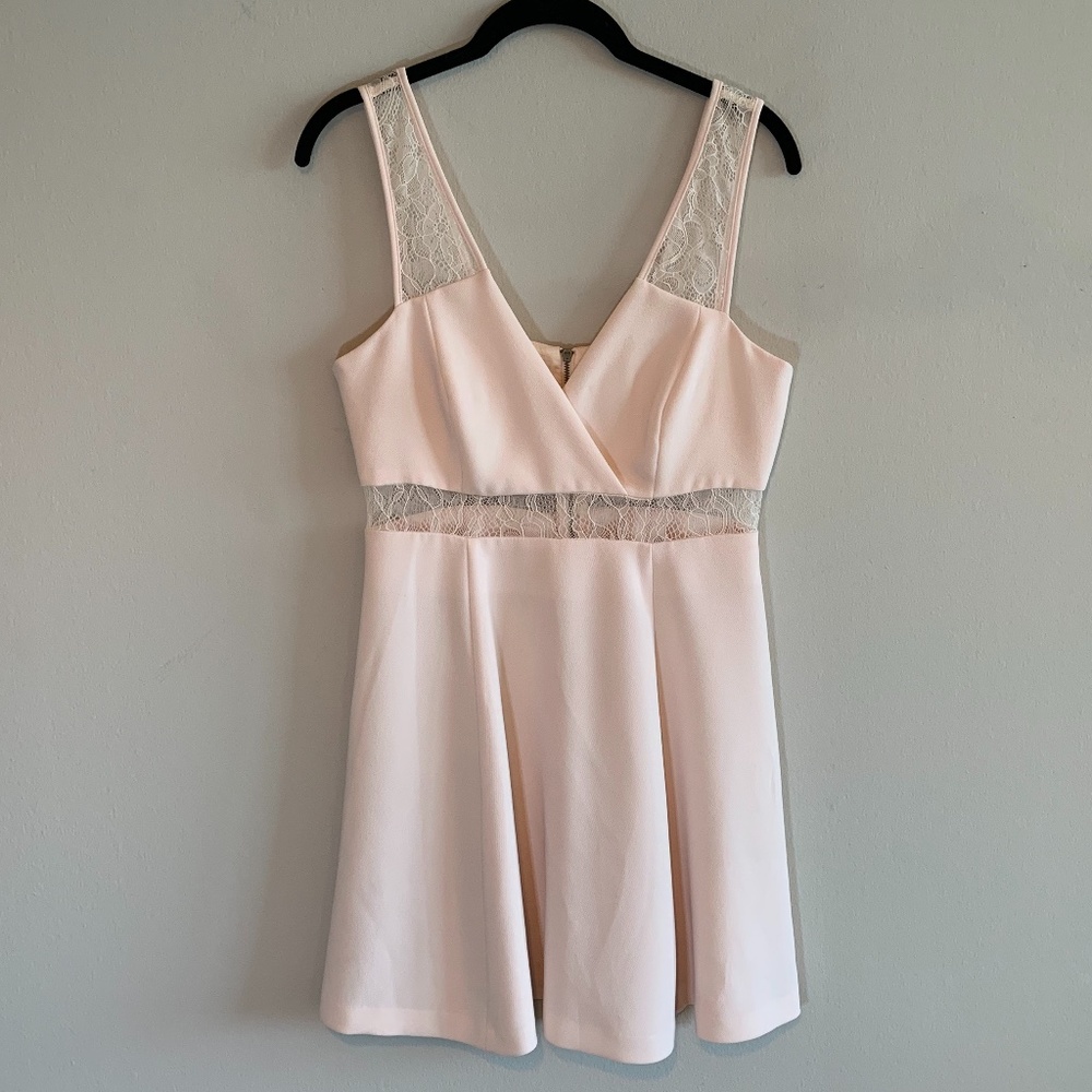 BCBG Pink Dove Short Dress with Lace Linings